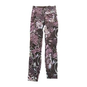 Lululemon High Rise Leggings Size 4 Purple Koi Carp Floral Tattoo Print (1090)